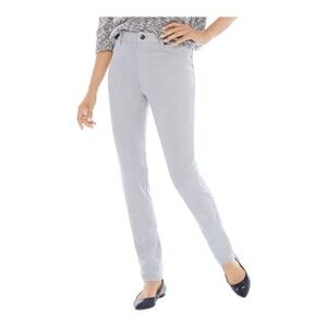 Chicos Faux Suede Dove Grey Straight Leg Jean Pants Size 2.5 Large Stretchy